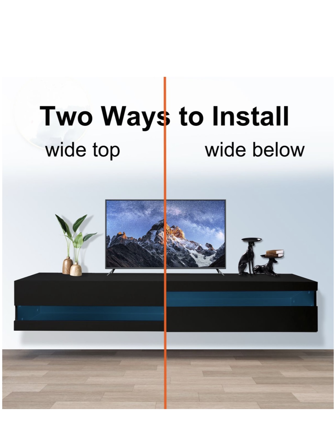 TV Stand Media Console Wall Mounted Hanging TV Shelf - Image 4