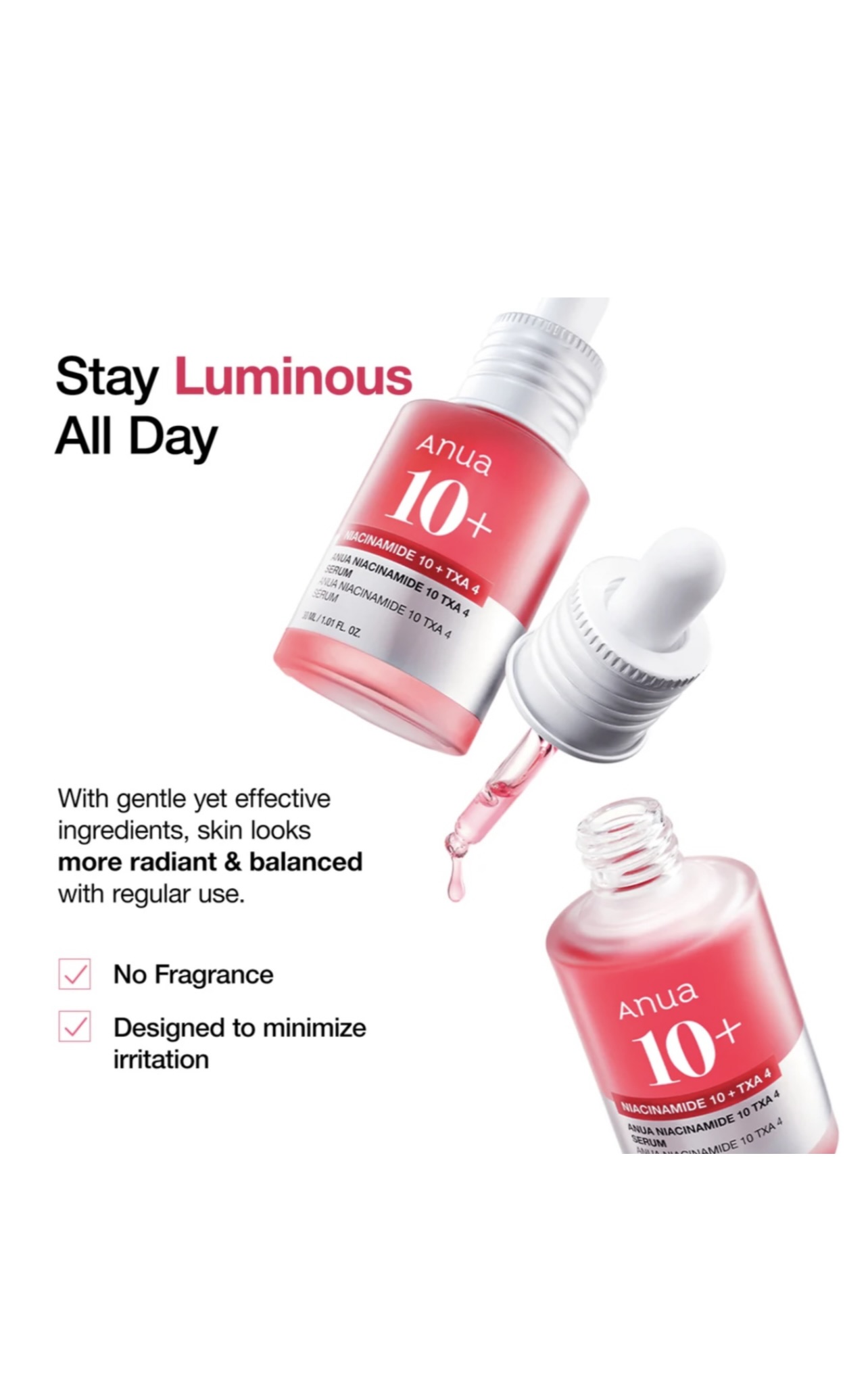 Anua Niacinamide 10%+ TXA 4% Dark Spot Brightening Glow Serum For GlassSkin - Image 3