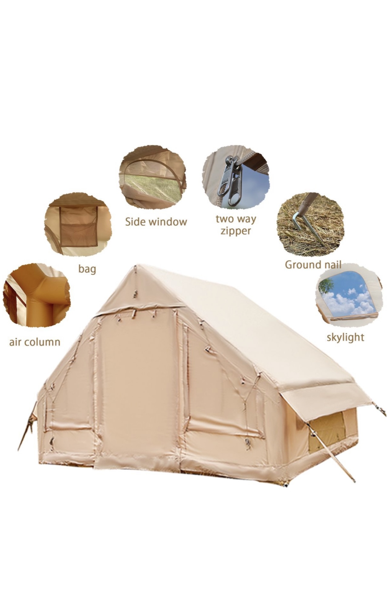 Inflatable Camping Tent 6-Person - U-Shaped Doors - 300x210cm - Image 4