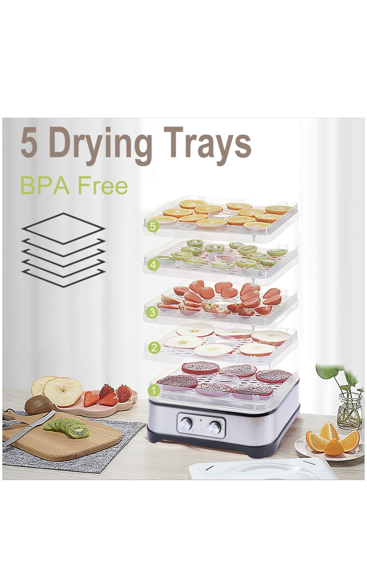 MDMV 240W Food Dehydrator - 5-Layer Mechanical Dryer for Fruits & Meat - Image 5