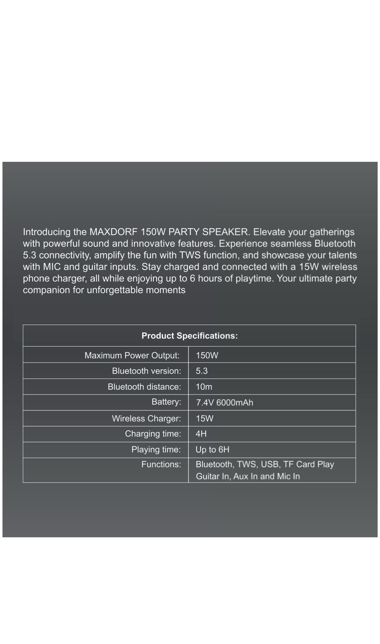 Maxdorf Blaster Series - 150w Party Speaker - Image 8