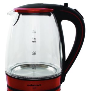 Mellerware Kettle 360 Degree Cordless Glass Red 1.8L 2200W "Azure"