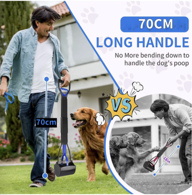 Pet Poop Scooper for Large Small Dogs 70cm Long Handle Lighting & Folding - Image 7