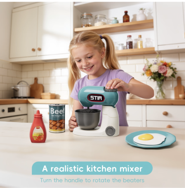 Kids Kitchen Toy Set with Bread Maker & Mixer, Role-Play Gift for Toddlers - Image 4
