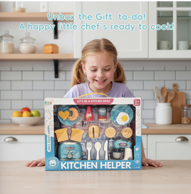 Kids Kitchen Toy Set with Bread Maker & Mixer, Role-Play Gift for Toddlers - Image 9