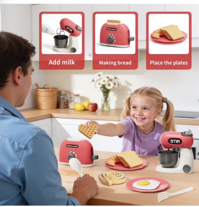 Kids Kitchen Toy Set with Bread Maker & Mixer, Role-Play Gift for Toddlers - Image 11