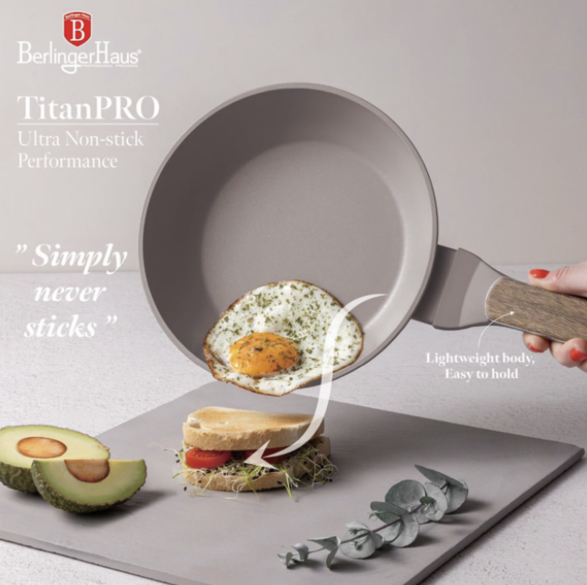 Berlinger Haus 3pc Titan Pro NonStick Frypan & Grillpan Set - Taupe Nordic - Image 3