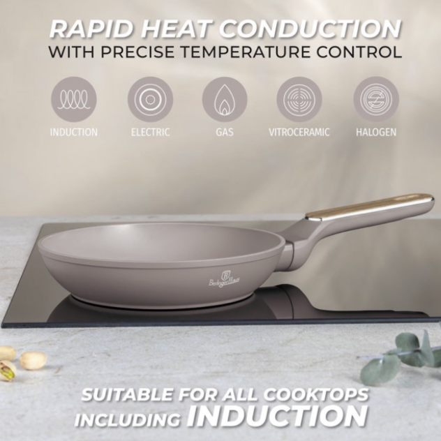 Berlinger Haus 3pc Titan Pro NonStick Frypan & Grillpan Set - Taupe Nordic - Image 6