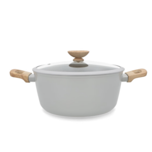George & Mason - Grey Granite Coated Pot with Glass Lid - 28cm