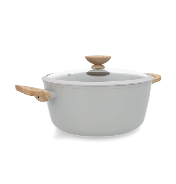 George & Mason - Grey Granite Coated Pot with Glass Lid - 28cm - Image 2
