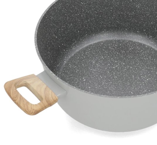 George & Mason - Grey Granite Coated Pot with Glass Lid - 28cm - Image 3