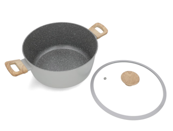 George & Mason - Grey Granite Coated Pot with Glass Lid - 28cm - Image 4