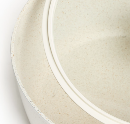 George & Mason - Cream NonStick Granite Coated Pot with Glass Lid - 28cm - Image 4