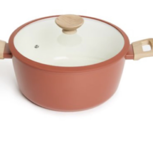 George & Mason - Terracotta Non-Stick Granite Pot with Glass Lid - 28cm
