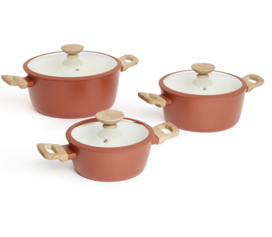 George & Mason - Terracotta Non-Stick Granite Pot with Glass Lid - 28cm - Image 5