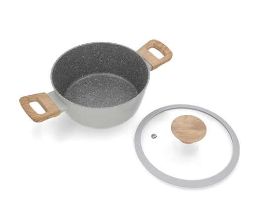 George & Mason - Grey Granite Coated Pot with Glass Lid - 20cm - Image 4