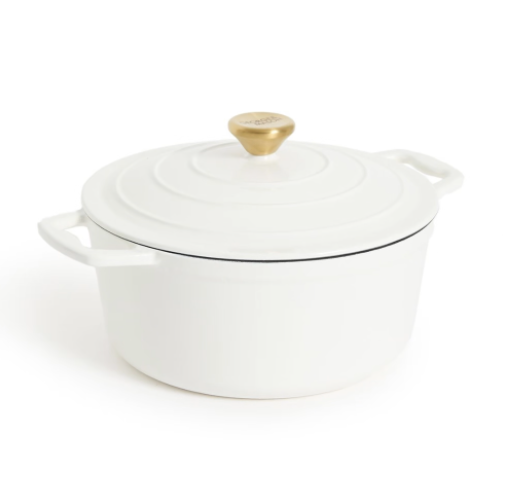 George & Mason - 25cm Round Enamel Cast Iron Casserole - Cream