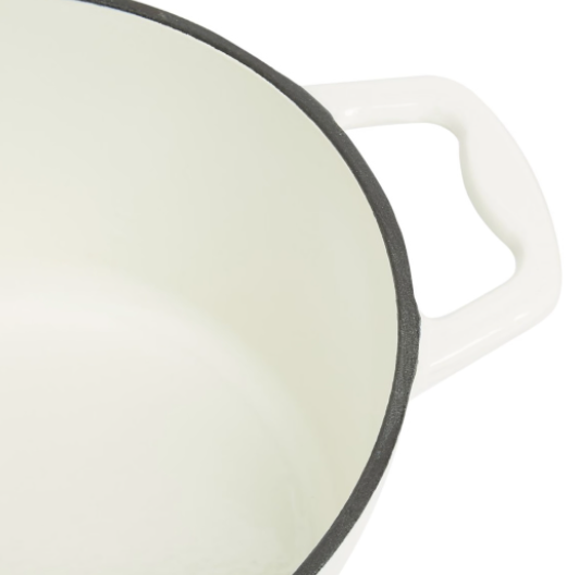 George & Mason - 25cm Round Enamel Cast Iron Casserole - Cream - Image 4
