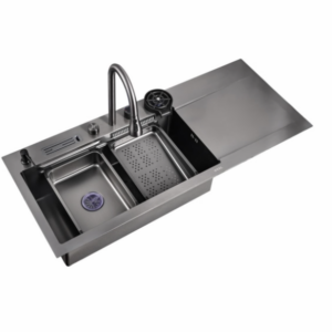 Rectangular kitchen faucet/sink combination dark grey DT12050FY