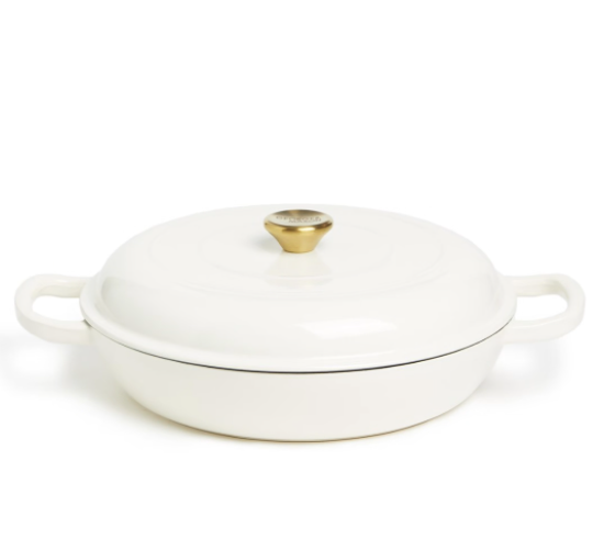 George & Mason - 30cm Round Enamel Cast Iron Casserole - Cream
