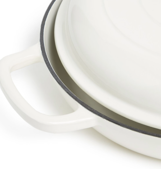 George & Mason - 30cm Round Enamel Cast Iron Casserole - Cream - Image 2
