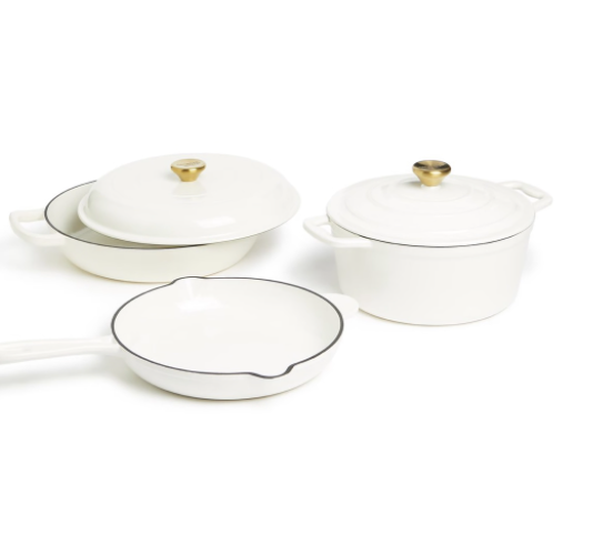 George & Mason - 30cm Round Enamel Cast Iron Casserole - Cream - Image 5