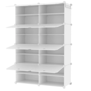 White Shoe Storage - 32 Pair Shoe Rack Organizer for Shoe Cabinet with Door