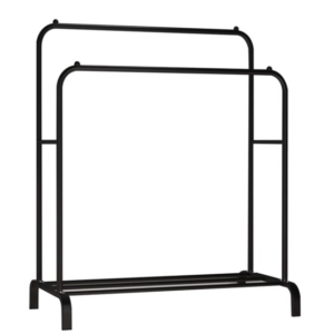 Double Pole Clothing and Shoe Storage Rack -Black
