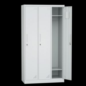 Steel 3 Door Locker Cupboard Storage Cabinet Inner Handle With Lock