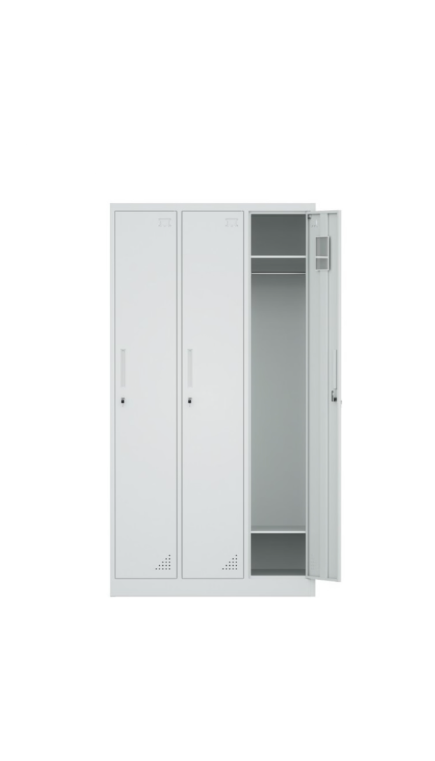Steel 3 Door Locker Cupboard Storage Cabinet Inner Handle With Lock - Image 3