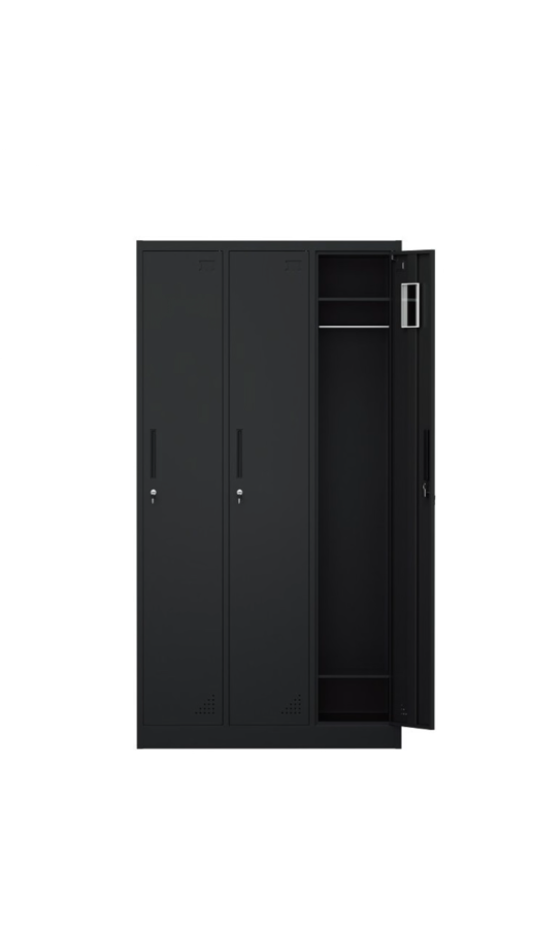 Steel 3 Door Locker Cupboard Storage Cabinet Inner Handle With Lock - Image 12