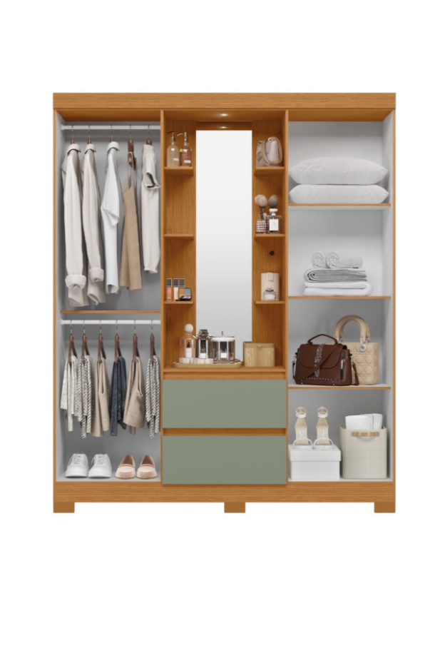 Olympia Wardrobe with LED Mirror and Dressing Space - Image 9