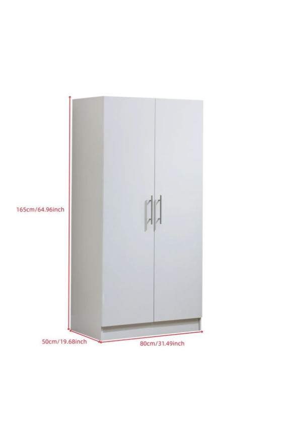 White wooden floor-standing wardrobe, clothes storage cabinet - Image 2