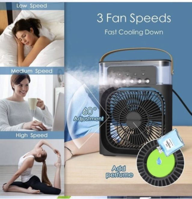 Portable Air Conditioner Fan, Mini Evaporative Air Cooler Black - LED - Image 3