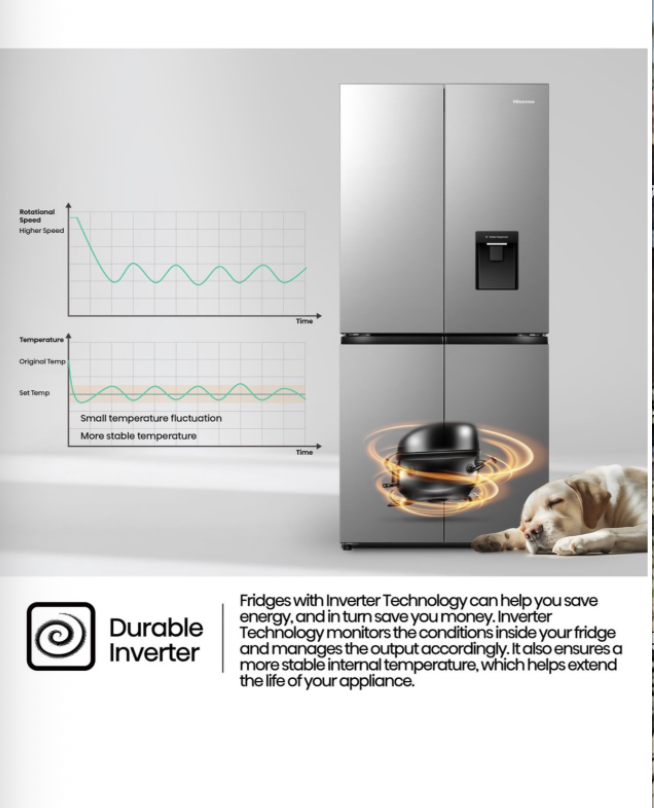 Hisense 394L PureFlat Door Fridge with Durable Inverter and Water Dispenser - Image 7