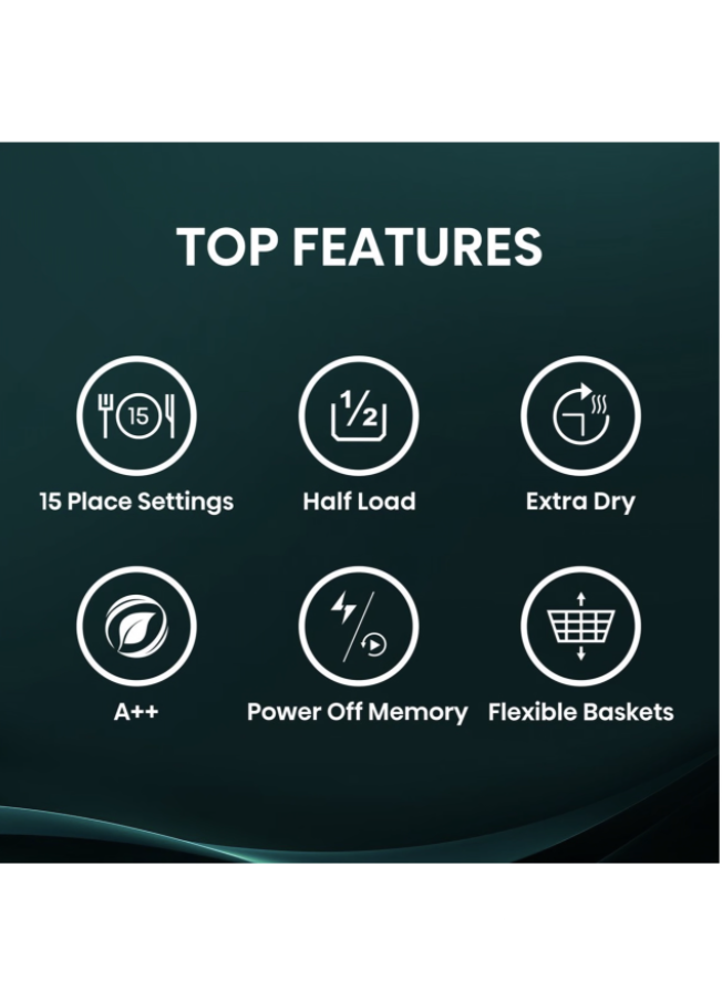 Hisense 15 Place Dishwasher with LED Display - Black - Image 3