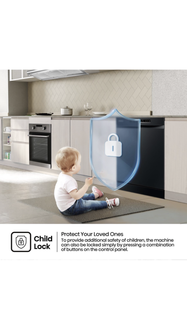 Hisense 15 Place Dishwasher with LED Display - Black - Image 6