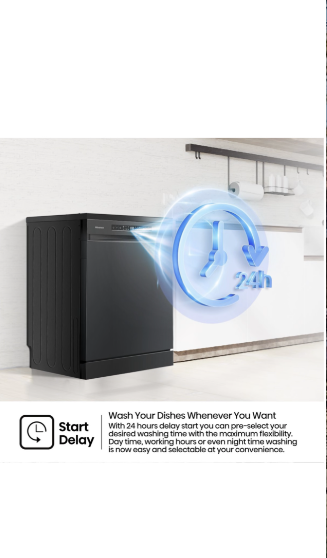 Hisense 15 Place Dishwasher with LED Display - Black - Image 12