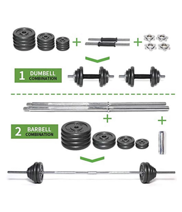Adjustable Cast Iron Barbell and Dumbbell Set Weight Lifting - 50KG - Image 4
