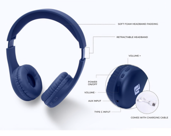 Ultra-Link Bluetooth Headphones - Navy Blue - Image 2