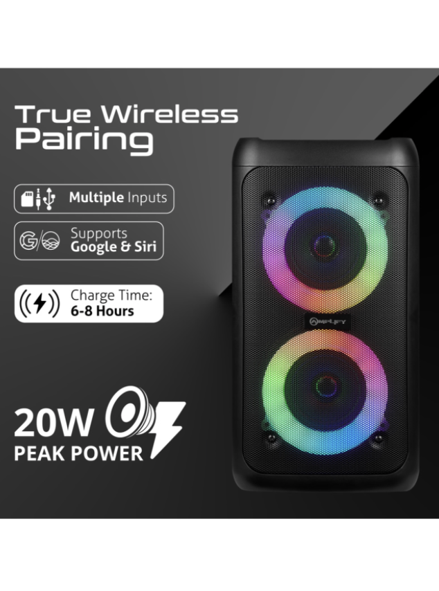 Amplify Mini Megavibe Series Dual 3" Party Speaker - Black - Image 4