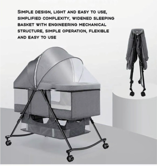 Baby Crib 3 in 1 Cradle, Travel Cot, Rocker - Image 2
