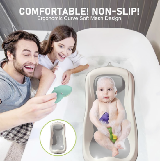 Baby Bath Support Newborn Bathtub with Thermometer Support Seat - Image 2