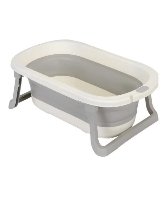 Collapsible Baby Bathtub with Non Slip Legs and Drain Hose - Grey