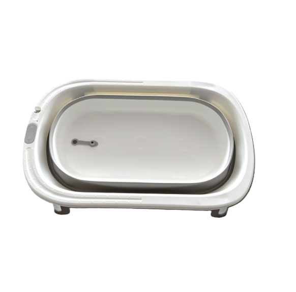 Collapsible Baby Bathtub with Non Slip Legs and Drain Hose - Grey - Image 4