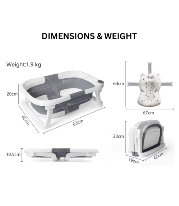 Portable Collapsible Baby Infant Bath Tub Temperature Sensor & Bath Cushion - Image 8