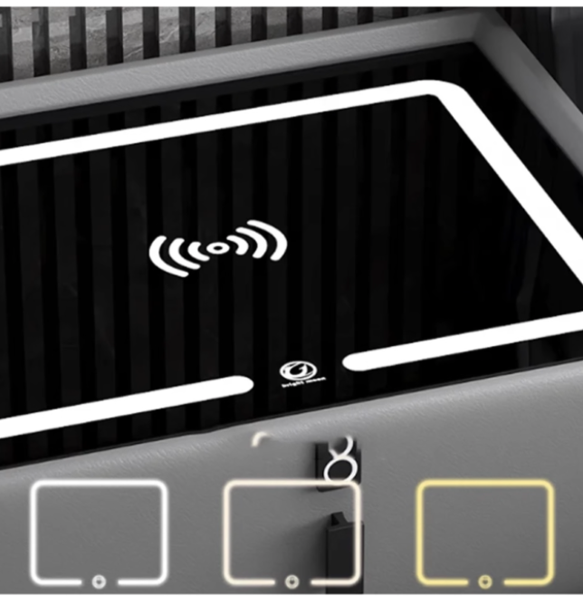 2-Drawers Nightstand with Wireless Charging, Fingerprint, Speaker and LED - Image 6