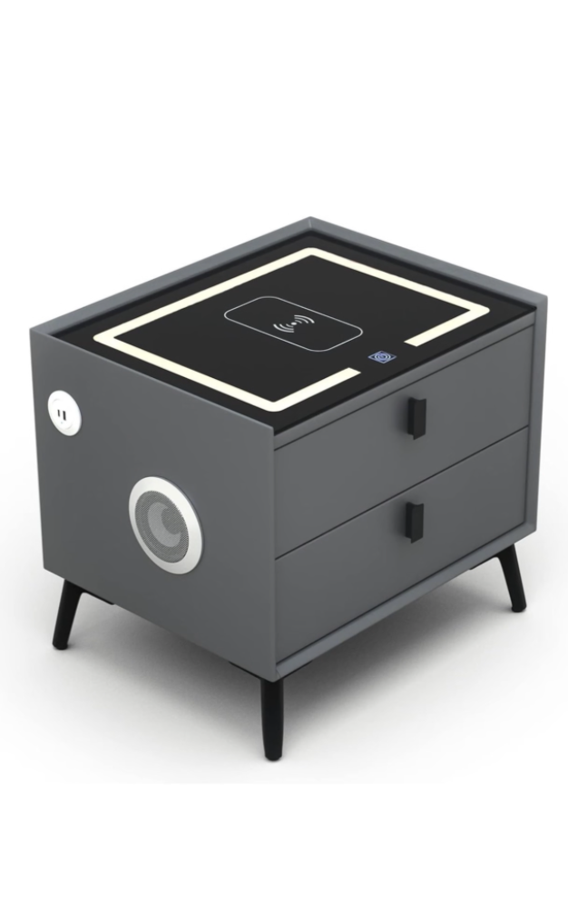 2-Drawers Nightstand with Wireless Charging, Fingerprint, Speaker and LED - Image 10