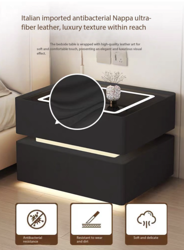 Floating smart bedside table with light and wireless charging speaker - Image 2