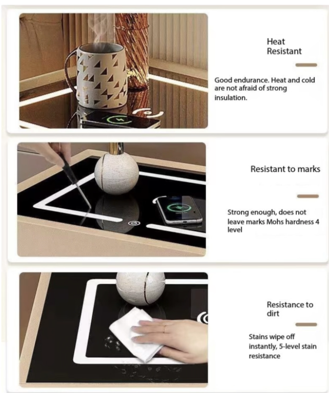 Floating smart bedside table with light and wireless charging speaker - Image 12